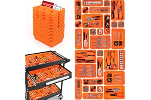 Giklux Set de 45 Cajas Organizadoras Cajones,Cajas Herramientas Almacenaje Plastico,Herramientas Mecanico Tornillos Accesorios y pzs Pequeñas Organizador,Adecuado Aara Taller Mecanico Cochera,naranja