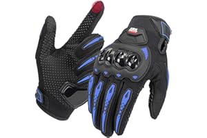 KEMIMOTO Gants Moto Été Homme, Knuckle Protection Respirant à Écran Tactile, Plein Doigt, Gants Motos Scooter pour la Course de Moto, VTT, Escalade, Chasse et Motocross