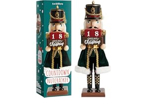 THE TWIDDLERS - Boże Narodzenie Odliczanie Drewniany Dziadek do Orzechów Żołnierz, 30 cm / 12" w świątecznych kolorach - Wysokiej jakości ręcznie robiona sosna klasyczna tradycyjna ozdoba, ozdoby