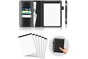 AIDUNMIS Mini Notizblock Halter Set A6 10 Stück, Kleiner Notizblock Halter Leder mit 8 Ersatzblöcke Taschen Notizblock Klein mit Metallstift Multifunktionaler Notizblöcke Liniert Geschäft Notizblockhalter Set