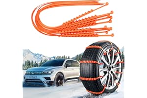 badaren Schneeketten, 10 Stück Notfall-Anti-Rutsch-Universal-Autoreifenketten, Wiederverwendbare Auto Schneeketten, Geeignet für Pkw/Geländewagen/Lkw/Suv, Einsetzbar Auf Schnee, Schlamm (Orange A)