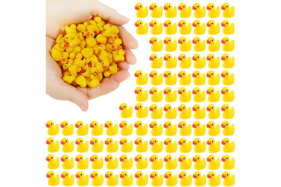 100 Pcs Mini Resin Ducks Bulk Tiny Ducks Set for Potted Miniature Decoration Garden Dollhouse Cake Decoration DIY Slime Kit Craft Charms Party Toys