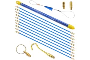 Akuoly Tire fil électriques 5,8M Jeu de baguettes fibre de verre, Kit rétractable d’installation pour Cable, 58cm x 10pièces, Bleu