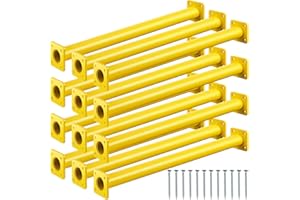Dunzy 12 Pack Monkey Bars Swing Set Accessories Rods Playset Ladder Rungs Hardware Kit Steel Monkey Bar with Screws for Backyard Playground Equipment Mounting Plates(16.5 Inch,Yellow)