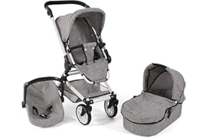 Bayer Chic 2000 645 19 wózek dla lalek kombi Fides 3 w 1, dżinsy szare, 61 x 44,5 x 85 cm