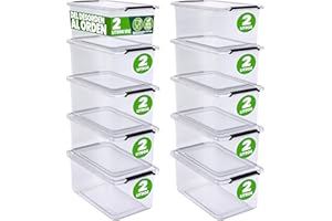 Deuba® 10x Cajas de Almacenaje con Tapa Apilables 2L Transparentes Juguetes Cocina Dormitorio libre de BPA Alimentos