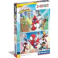 Clementoni- Marvel Spidey And His Amazing Friends Supercolor Friends-2x60 (Include 2 60 Pezzi) Bambini 4 Anni, Puzzle Cartoni