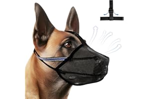 VACHELPER Museruola per cani in maglia arrotondata morbida regolabile maschera per animali con cinghia riflettente per taglia grande media cane prevenzione abbaiare mordere può respirare bere acqua XL