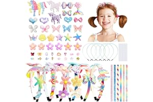 Anyfirst 6-Stück Bastelset Kinder Haarreifen Mädchen, Meerjungfrauen Haarreif Selber Machen Kinder, Geschenke für Haarschmuck Mädchen, Geburtstagsgeschenk für 5 6 7 8 9 10 Jahre Mädchen（Einhorn）
