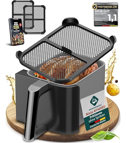 Silikon-Aufbewahrungsregal Für Ninja AF400EU & AF451EU Airfryer – 41,5x22,5 Cm, Schwarz, Hitzebeständig, Rutschfest