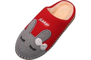 SAGUARO® Pantuflas de invierno de algodón, cálidas, suaves, antideslizantes, con dibujos animados, para hombre y mujer
