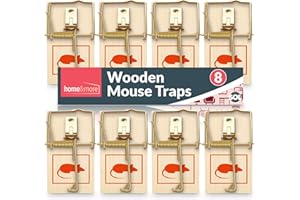 SOL 8pk Wooden Mouse Traps, Durable Reusable Snap Traps for Mice and Mousetrap Rodent Control. Effective for Indoor Use in Homes and Offices, Designed for Reliable and a Pest-Free Environment