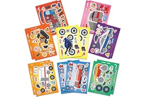AZXNDY 16 Sheets Engineering Vehicle DIY Stickers for Kids Make Your own Truck Sticker Puzzle Cartoon Cartoon Truck Decals Decorate car Stickers Truck Puzzle Stickers Anime Cartoon Gift Applique
