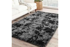 Bibykivn Tappeto Salotto Moderno Peluche Lavabile, Pelo Lungo Tappeti Antiscivolo Fondo, Tappeto Camera da letto per Soggiorno Corridoio Cameretta (120x200 cm, Grigio Scuro)