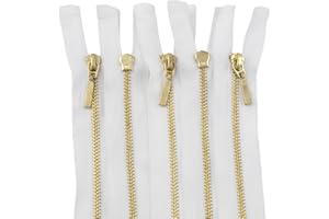 AERZETIX - C61343 - Lot de 5 Fermetures éclair séparables 45 cm en métal à tirette déco - fermeture à glissière - blanc - curseur jean gilets maroquinerie couture robe vêtement pantalon mercerie