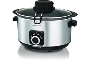 Morphy Richards 461010 Schongarer zum Anbraten, Eintopfen und Rühren, Kapazität von 6,5 l und einer Leistung von 290 W Stir-461010, Edelstahl, 290 W, 6,5 Liter, Silber