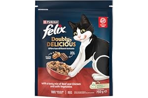 FELIX Doubly Delicious Beef Chicken & Vegetables Dry Cat Food 4x750g