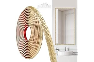 JUNART Moulures en PVC, 600cm×2cm, Autocollantes, Pour Plafonds, Moulures Murales Pour Bordures de Murs, Cadres de Miroirs, Plafonds, Plinthes, Armoires(Champagne Or)