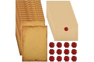 MAXMOC 40 Pcs Vintage Writing Paper and Envelopes,Letter Writing Set,Stationary Set with 12 Vintage Envelopes,16 A5 Letter Paper,12 Wax Seal Stickers for Love Letters, Weddings, Birthdays, Christmas