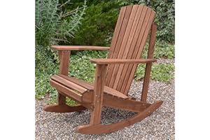 Plant Theatre Adirondack Chair - Acacia Hardwood Outdoor Rocking Chairs for Fire Pit, Lawn and Patio﻿