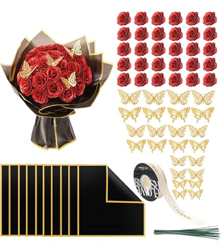 MEHELANY Set van 20 glitterrozen van 7 cm, doe-het-zelf kunstmatig
