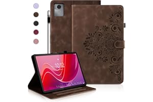 Auslbin Etui na Lenovo Tab M11 11", Futerały Ochronne Retro Tab M11 (TB-330FU/TB-331FC) w Prostym, Wytłoczonym Kolorze, Konstrukcja z Klamrą Magnetyczną, Funkcja Stojaka, Brązowy
