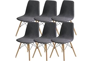 SHENGYIJING Esszimmerstühle Abdeckungen 2/4/6 Stück,Stil Shell Esszimmerstuhl Mid Century Modern Stuhl Sipcover,Gepolsterte Dining Accent Side Stuhlhussen (Grau1,6 Pieces)