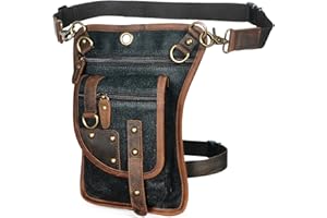 Handadsume Tela Resistente All'acqua + Vera Pelle Moto Equitazione Travel Coscia Borsa per Gambe Marsupio in Vita Per Gli Uomini Donne FB2141