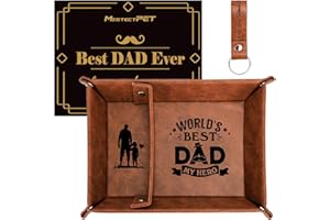 MestectPET Valet Tray Gifts for Dad from Daughter and Son, Bedside Organiser Dad Birthday Gift, Best Dad Presents for Daddy on Fathers Day Christmas, PU Leather Tray for Wallet Keys Watch