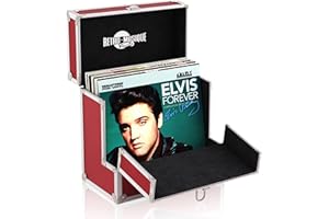 Retro Musique 12" vinile Record Custodia di Immagazzinaggio con Unique Pieghevole Anteriore Flap, Contiene fino a 40 LP Include 40 vinile Record Maniche Esterne (Rouge)