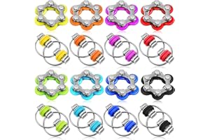 CHENGU 16 Pcs Fidget Toys Set Include 8 Six Roller Chain and 8 Key Flippy Chain Stress Reducer Bike Chain Toys Anxiety Relief Bike Chain for Teens Adults ADHD, Add, Autism (Bright)
