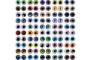 MWOOT 100 Pezzi 12MM Colorati Occhi di Vetro, Glass Cabochon Eyes Dragon Eyes, 50 Stile Vetro Occhi Coniglio Bambole Animali Dinosauro per DIY Monili Che Fanno Giocattoli Pasqua Artigianale Accessori