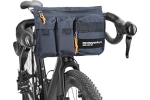 ENJOHOS Torba na kierownicę rowerową, przednia, z systemem Molle, do przechowywania z odblaskowym paskiem, wielofunkcyjna, na ramę rowerową, z paskiem na ramię, na motocykl, niebieska