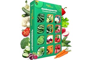 Gemüsesamen Set - 12 Sorten Samen Gemüse - Saatgut Gemüse Sortiment - Anzuchtset für Gemüsepflanzen - Geschenkset - Tomaten, Gurken, Radieschen, Zucchini, Paprika, Möhren und mehr von Deine Gartenwelt