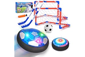 LYPSOCHAAT 3 in 1 Hover Football Hockey Set for Kids with 2 Goals, LED Hover Soccer Ball Air Hockey Floating Football, Kids Toddler Garden Indoor Outdoor Football Games Gifts for Boys Girls 3-12 Year Old Toys
