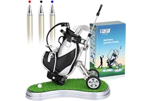10L0L Portabolígrafos de Golf con 3 Unidades de bolígrafos de Palo de Golf, Juego único para decoración de Escritorio de Golf, Regalos para Hombres, Plata + Negro
