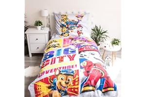 Jerry Fabrics F - Juego de cama - Pat Patrol - 2 piezas - Funda nórdica - Reversible - 140 x 200 - Funda de almohada - 70 x 90 cm Ropa de cama - 100% algodón