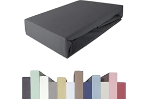 ‎EDDA LUX EDDA LUX Spannbettlaken für 20-40 cm hohe Matratzen, 200 x 220-240 bis 220 x 220-240 cm, Öko-Tex, Baumwolle m. 5% Elasthan, Premium Spannbetttuch für Boxspringbett, in Graphit