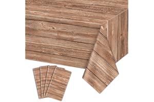 PTECDROTS Holztischdecke, hellbraune Maserung, rechteckige Tischdekoration für Grillpartys, Party-Dekorationen, 130 x 220 cm, 4 Stück