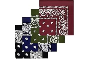 Ruispeed 4-pack 100 % bomullsbandanas 56 x 55 cm – fyrkantiga halsdukar med flera användningsområden för män och kvinnor, pannband, ansiktsskydd