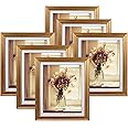 RLAVBL 8x10 Photo Frame Set of 6, Gold Photo Frames for Wall or Tabletop Display 10x8 Pictures with Mat or 9x11 Without Mat