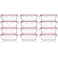 M MCIRCO [12-Pack, 6.3oz] Small Glass Food Storage Containers, Small Glass Containers with Lids, Small Glass Jars for Snacks, Dips, Sauces, Freezer, Microwave, Dishwasher Friendly, Pink