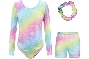 Kiscorpse Gymnastics Leotards for Girls Long Sleeve/Sleeveless Sparkle Ballet Dance Gymnastics Athletic Leotards Shinning Diamond for Kids 5-12 Years