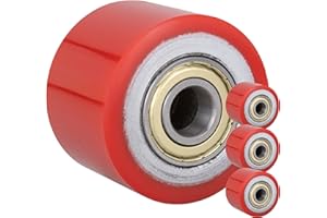PRIMEMATIK.COM PrimeMatik QR76-VCES Trolley Wheel Polyurethane Roller 80 x 70 mm 800 Kg 4-Pack (QR76), Red