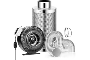 VIVOSUN Abluftset 200mm Rohrventilator mit Drehzahlregler 1258m³h inklusive Aktivkohlefilter und 7,62m Luftschlauch Belüftungssystem für Growzelt Luftreinigung und Abluft Indoor Garten