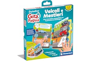 Clementoni Sapientino 16646 - Vehículos electrónicos y Ocupaciones Infantiles compatibles con girapagina, Juego Educativo de 2 años, Libro Educativo acústico, Enfoque de Lectura, Color Italiano