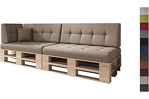 sunnypillow Set de 6 Coussins pour Palettes Euro Canapé Intérieur/Extérieur plusieures Tailles et Couleurs à Choisir Siège Appui Matelas en Mousse (Assise + Dossier) Brun