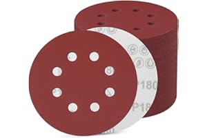 SINAND 80 pezzi di carta vetrata da 125 mm, dischi abrasivi a 8 fori, carta vetrata rotonda eccentrica, 80 pezzi a grana 100