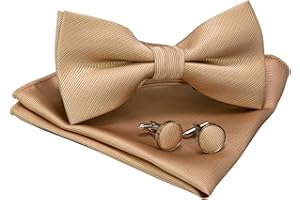 JEMYGINS Papillon Uomo Regolabile in Diversi Colori con Fazzoletto e Gemelli