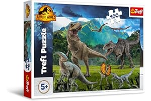 Trefl - Jurassic World: Dominion, Park Jurajski - Puzzle 100 Elementów - Kolorowe Puzzle z Dinozaurami, Kreatywna Rozrywka, Zabawa dla Dzieci od 5 lat